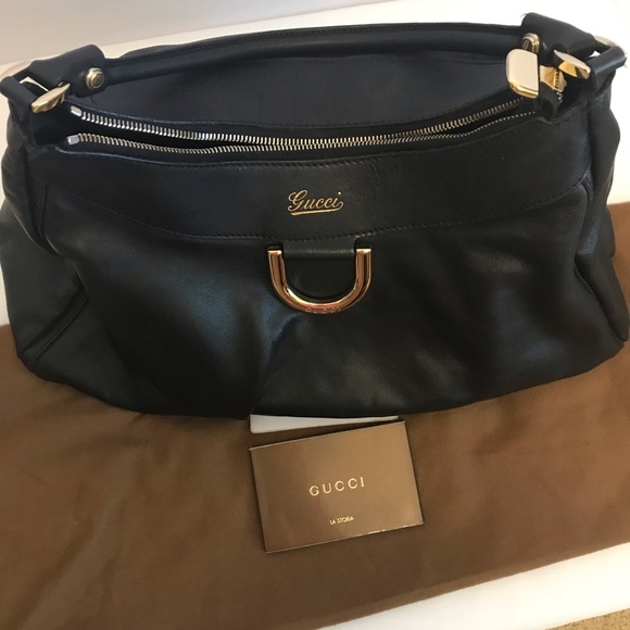 Gucci Black Leather Hobo Handbag Large Excellent - Picture 3 of 10